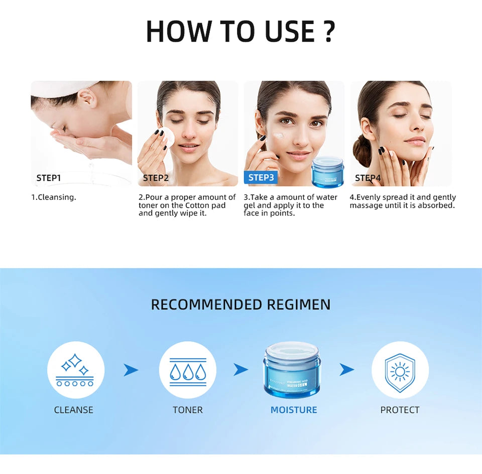 Crème Gel à l'acide hyaluronique, hydratante pour le visage, pour hydrate et lisse, peau Extra sèche, nourrissante, améliore la sécheresse, Lotion pour le visage