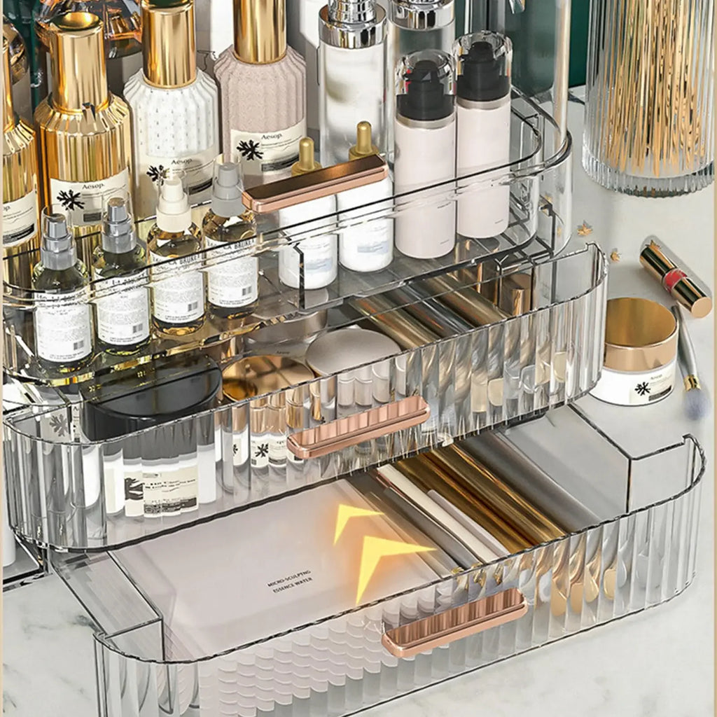 Boîte de rangement de cosmétiques avec couvercle et poignée, grande boîte de rangement de maquillage, tiroirs pour vitrines de soins de la peau, comptoir de salle de bain