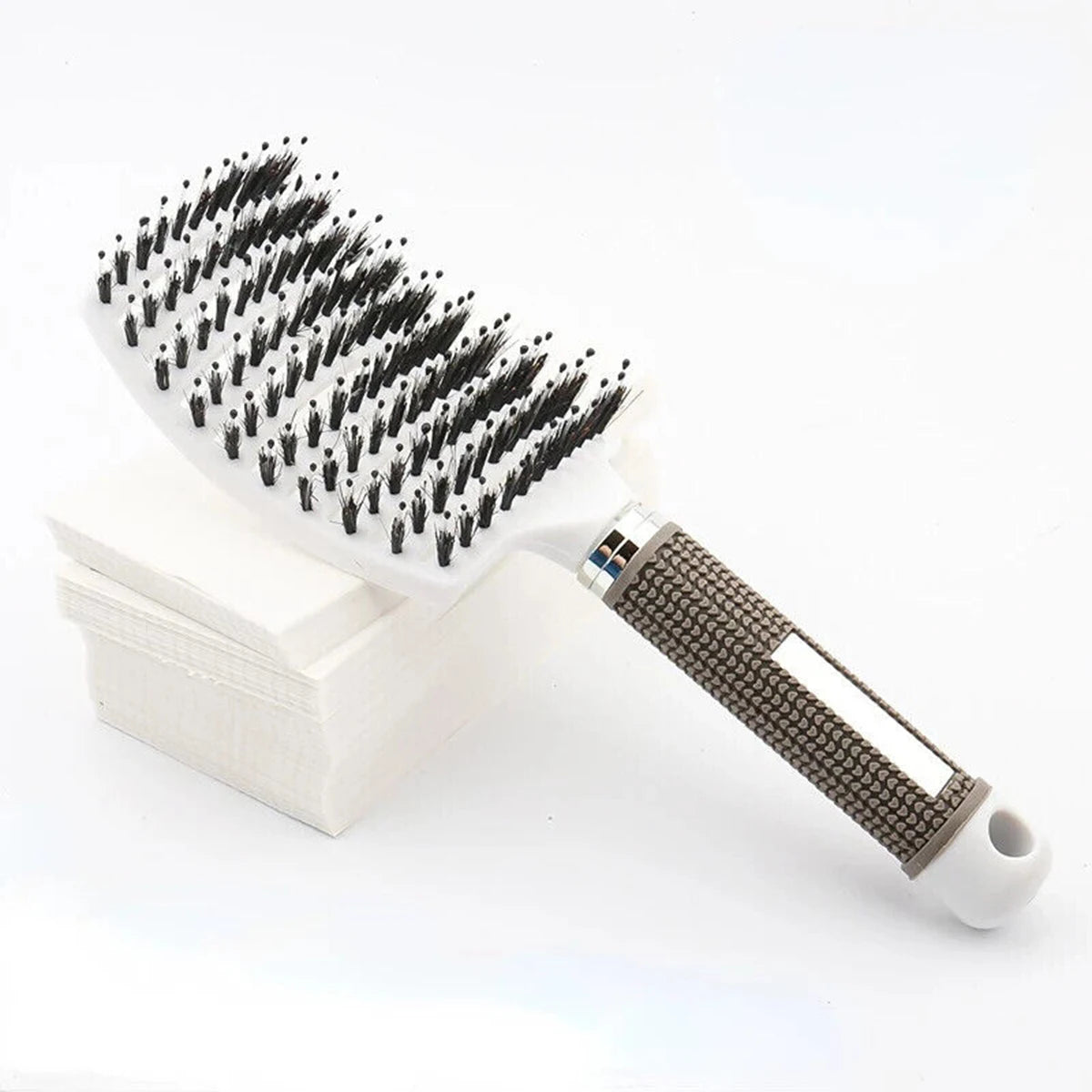 Brosse à cheveux peigne de Massage du cuir chevelu brosse à cheveux poils de sanglier en Nylon femmes humide bouclés démêlant brosse à cheveux Salon de coiffure outil de coiffure