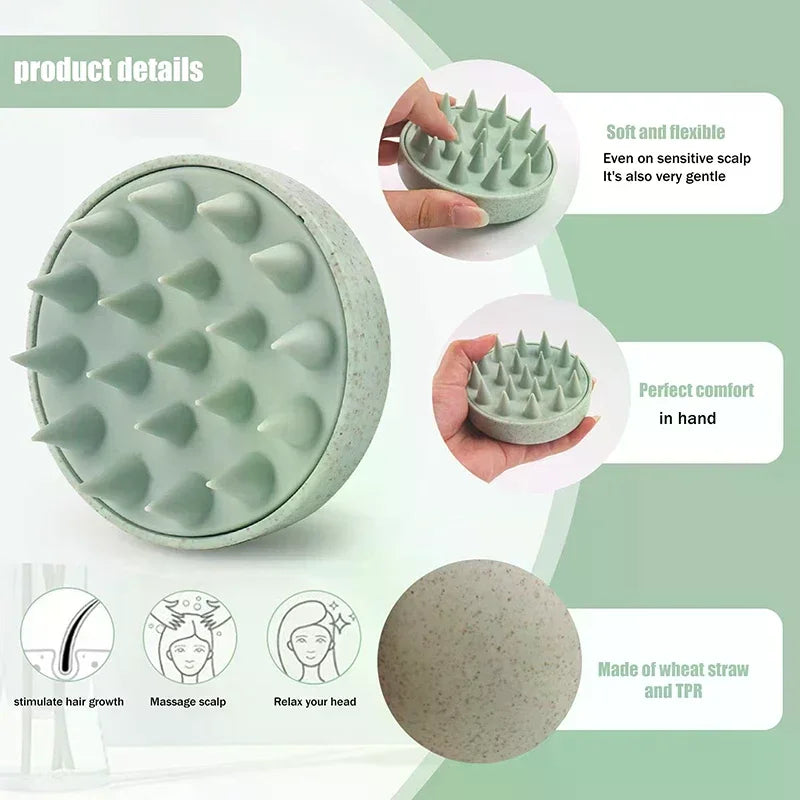Brosse de lavage des cheveux TPE + paille de blé, brosse de lavage des cheveux, brosse de tête du cuir chevelu, peigne anti-démangeaison, brosse de Massage, outil de coiffure