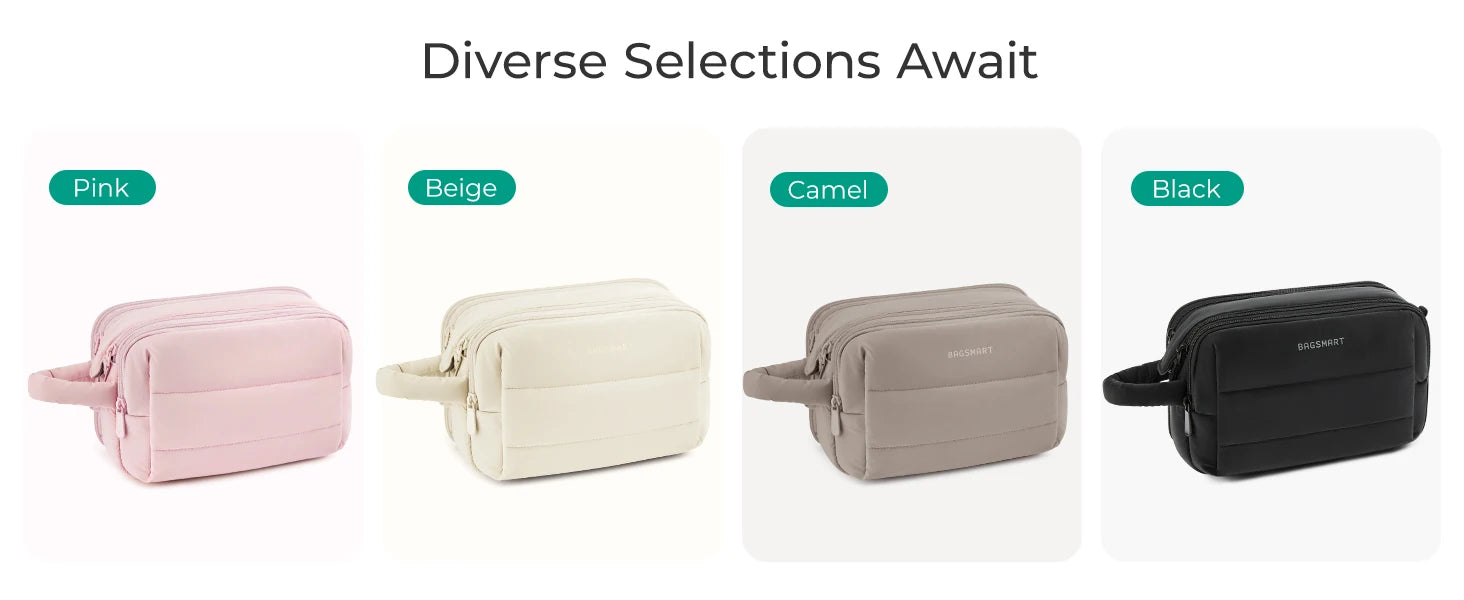 BAGSMART trousse de toilette de voyage sac cosmétique étanche pour femme sac de rangement de produits de soins de la peau de grande capacité sac de bain sec et humide