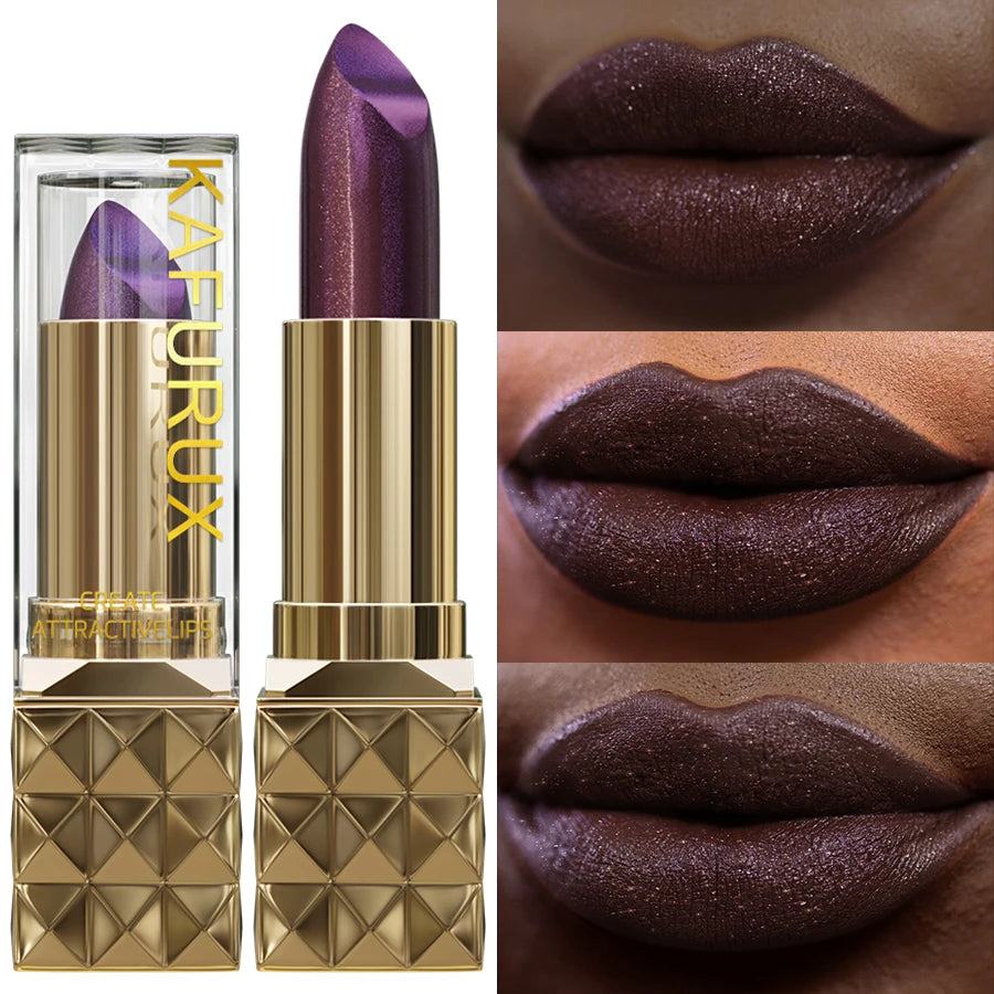 Rouge à lèvres rouge brillant à paillettes, teinte nacrée, longue durée, mat, maquillage pour les lèvres, cadeaux pour femmes, lèvres métalliques, 1 pièce