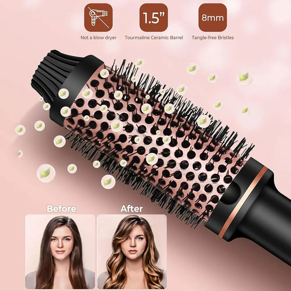 1.5 pouces fer à friser brosse en céramique brosse thermique chauffée brosse ronde cheveux électrique brosse chauffante électrique bigoudi peigne