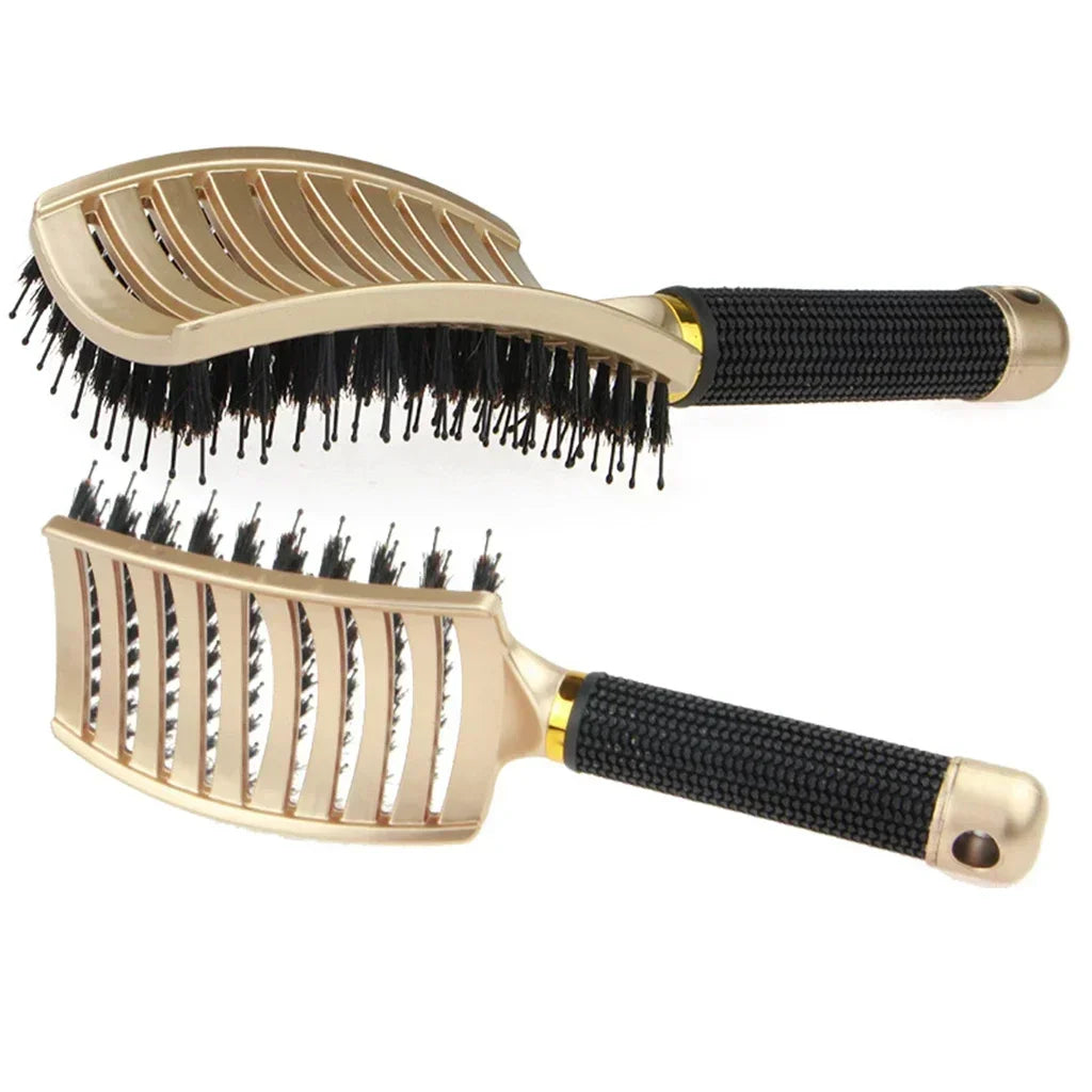 Brosse à cheveux peigne de Massage du cuir chevelu brosse à cheveux poils de sanglier en Nylon femmes humide bouclés démêlant brosse à cheveux Salon de coiffure outil de coiffure