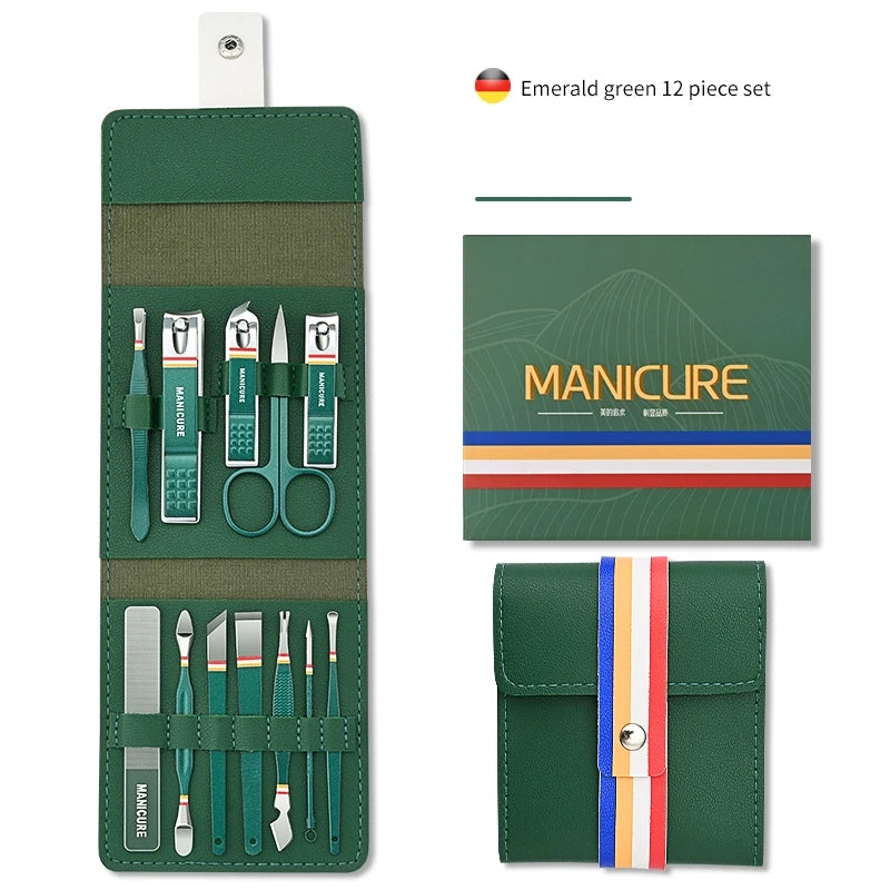 Ensemble de coupe-ongles en acier inoxydable, avec sac pliant, Kits de coupe de manucure, ciseaux, outil de maquillage et de beauté, 12 à 16 pièces/ensemble