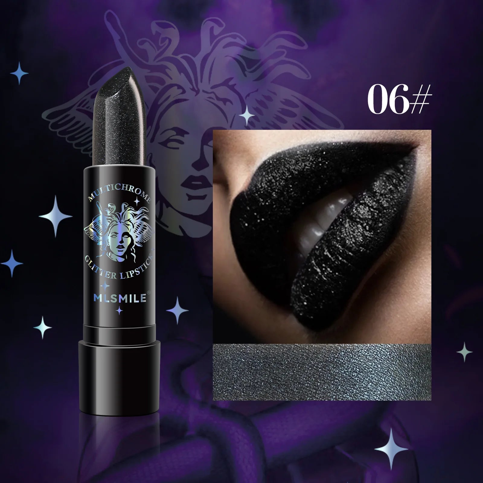 Rouge à lèvres à paillettes, 6 couleurs, imperméable, longue durée, diamant nacré, métallique, noir, maquillage pour femmes, cosmétique