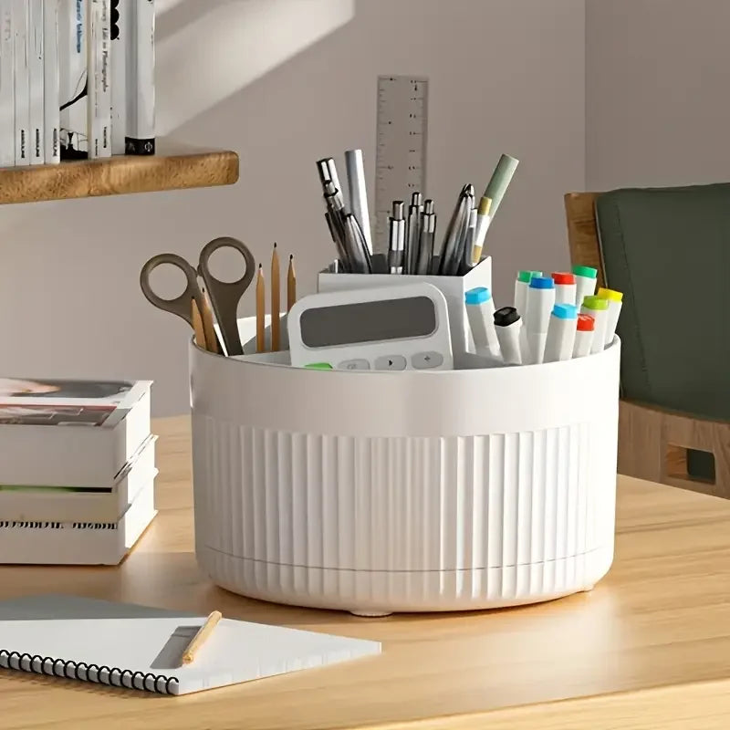 360 °   Boîte de rangement rotative, organisateur de maquillage de bureau, porte-brosse cosmétique, rouge à lèvres, porte-crayon à sourcils, conteneur de bijoux