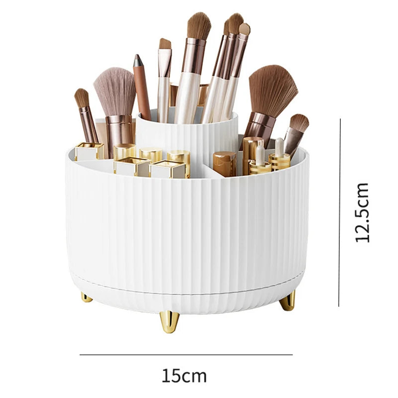 Boîte de rangement cosmétique de bureau rotative à 360 degrés, grande capacité pour rouge à lèvres portable, pinceau de maquillage, porte-stylo