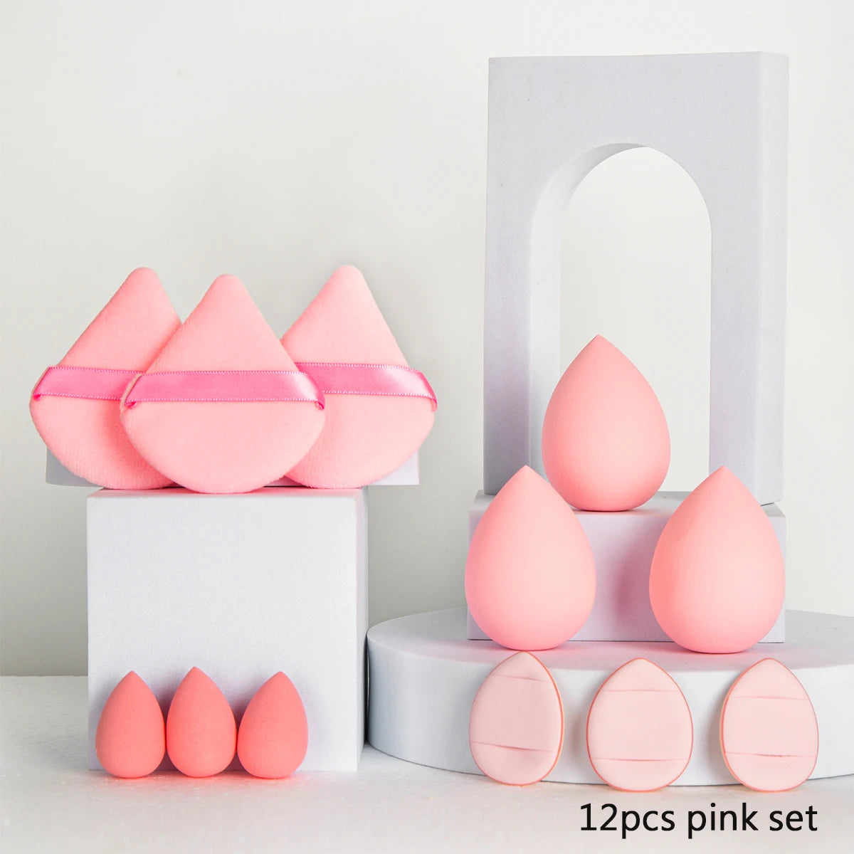 Ensemble de pinceaux et d'éponges de maquillage, bouffantes de maquillage roses, bandeau, dissolvant de bracelet, Kit d'extension de cils DIY 8-16mm, outil de maquillage