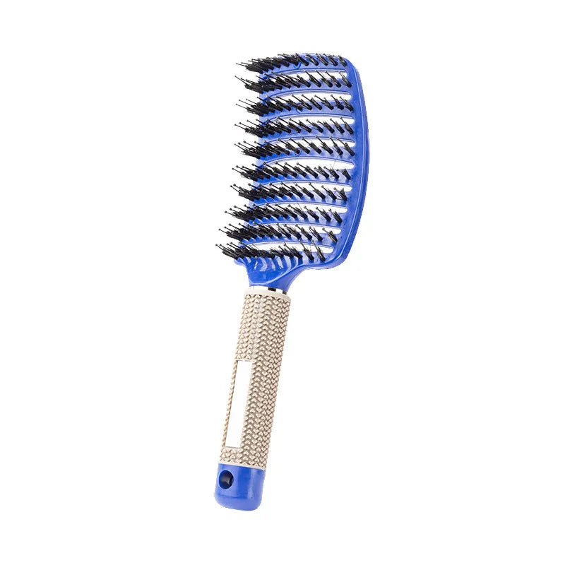 Brosse à cheveux peigne de Massage du cuir chevelu brosse à cheveux poils de sanglier en Nylon femmes humide bouclés démêlant brosse à cheveux Salon de coiffure outil de coiffure