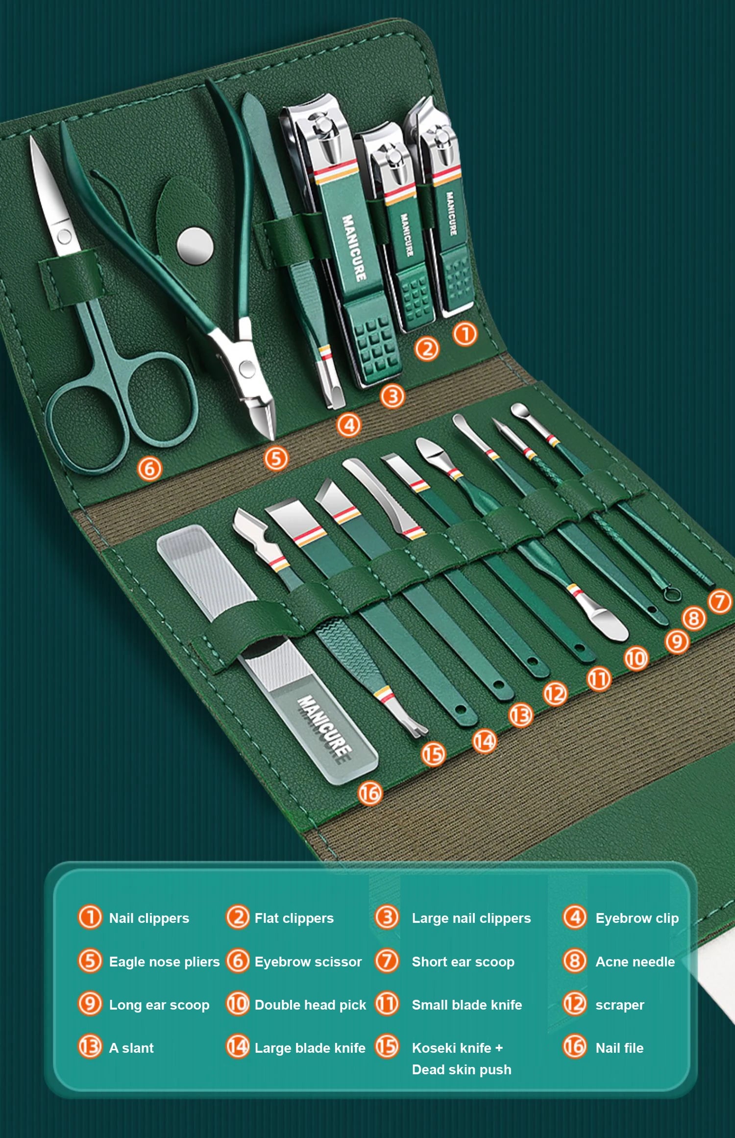 Ensemble de coupe-ongles en acier inoxydable, avec sac pliant, Kits de coupe de manucure, ciseaux, outil de maquillage et de beauté, 12 à 16 pièces/ensemble