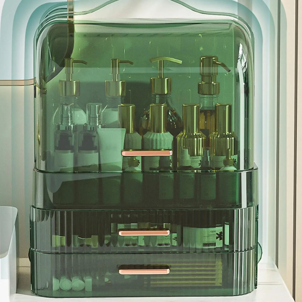Boîte de rangement de cosmétiques avec couvercle et poignée, grande boîte de rangement de maquillage, tiroirs pour vitrines de soins de la peau, comptoir de salle de bain