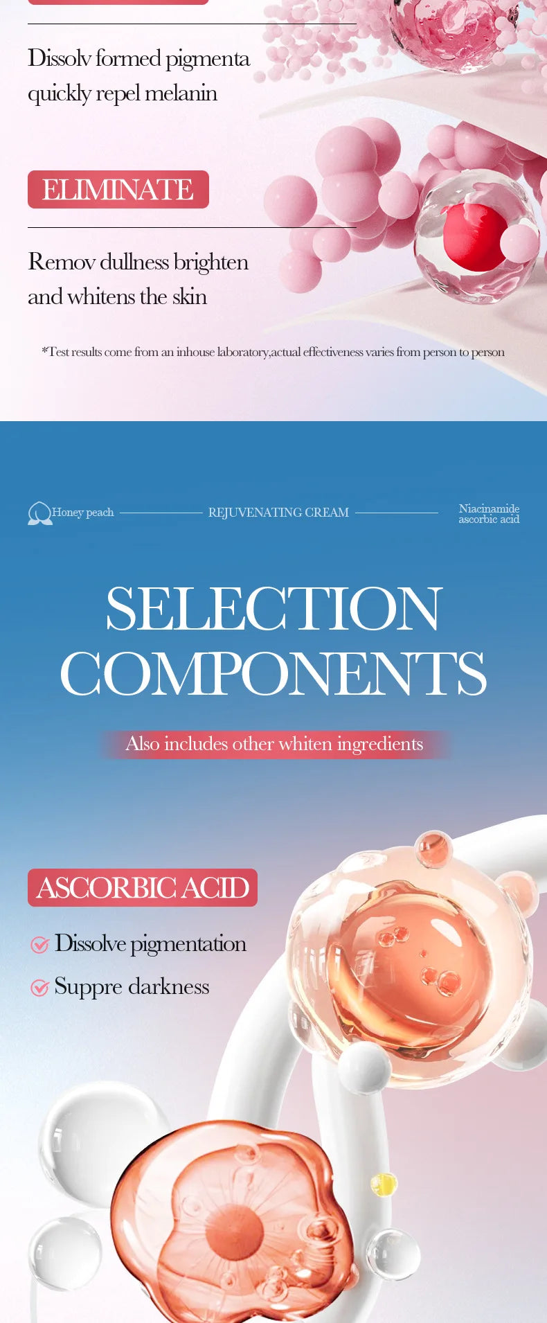 Crème blanchissante parties intimes aisselles fesses genou blanchir l'intérieur des cuisses parties intimes foncé enlever la mélanine femme éclaircir soins de la peau