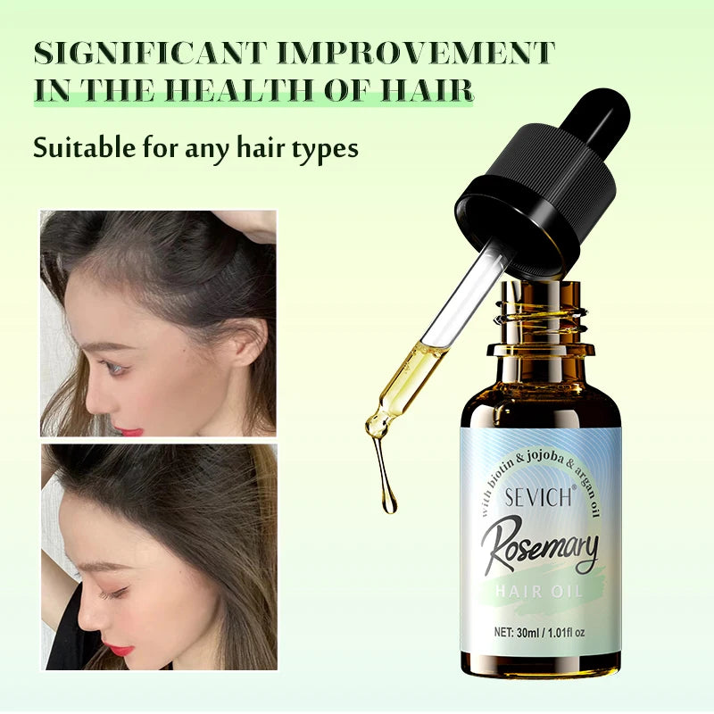 Huile de menthe de romarin pour renforcer les cheveux du cuir chevelu, traitement nourrissant essentiel pour la croissance des cheveux, pour pointes fourchues, huile de soin pour cheveux organiques secs